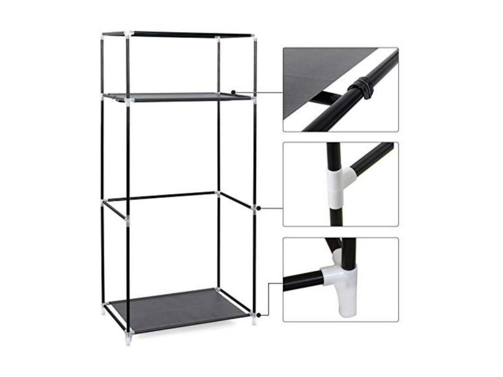 Fabric wardrobe, grey fabric, 75x45x160 cm, 12 0002357