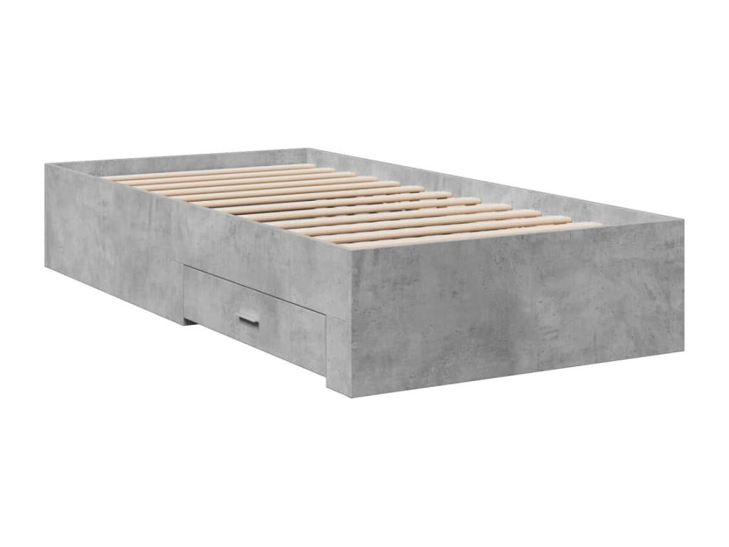 Bed frame with drawers, mattress not included, concrete grey, 90x190 cm, IJVA18842