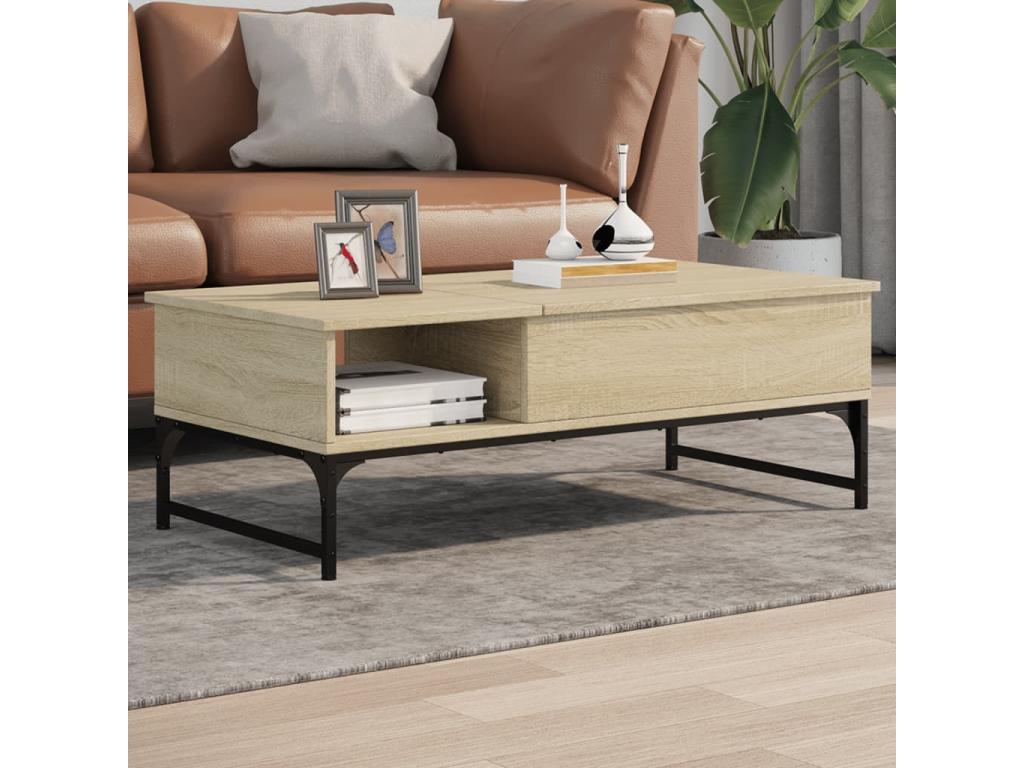 Laviecasa oak coffee table 100x50x35cm engineered wood and metal OSXM68928