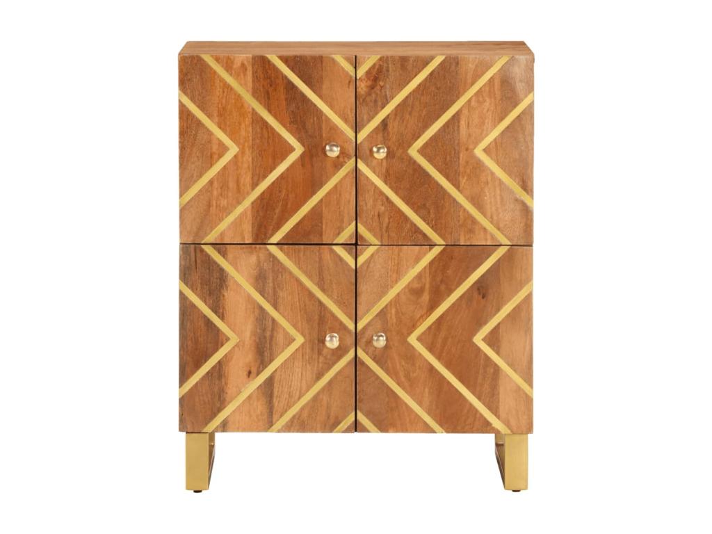 Brown and black side cabinet 60x33.5x75 cm mango wood QDIK50046