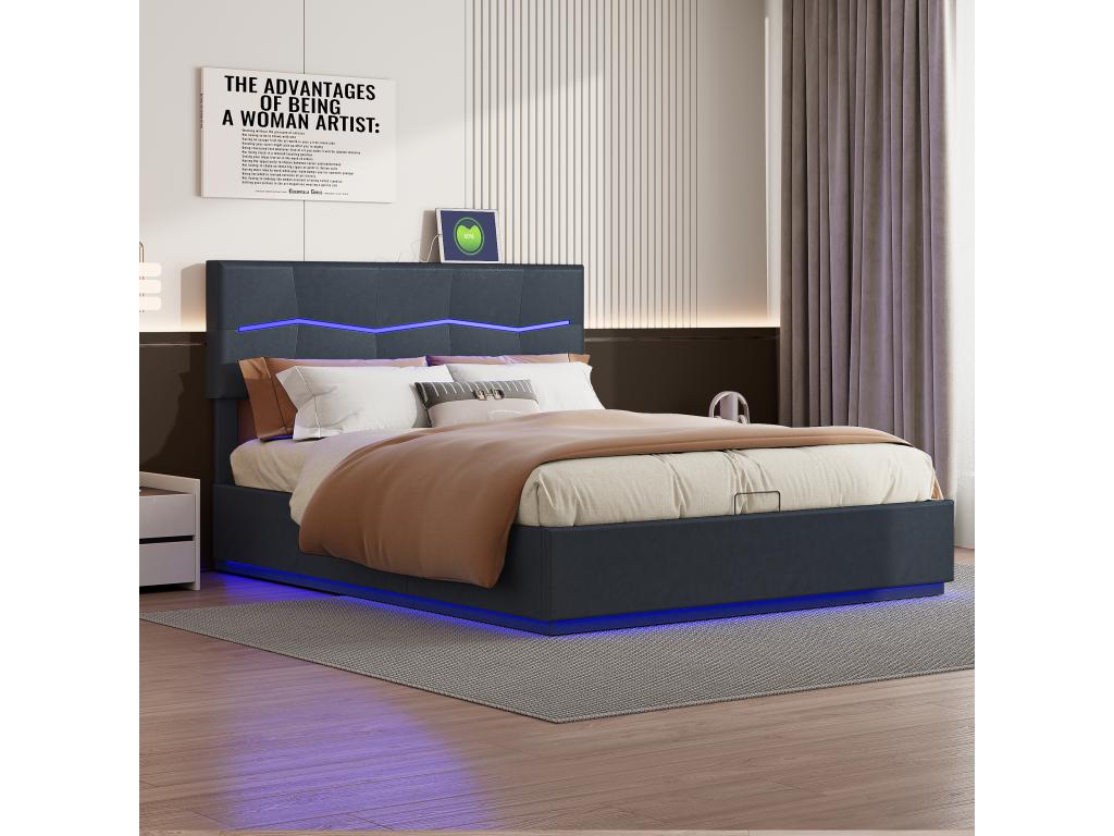 Upholstered double bed 180x200cm with storage compartment OBGL13789