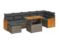 Meubiana 7-piece garden furniture set with cushions, grey woven resin