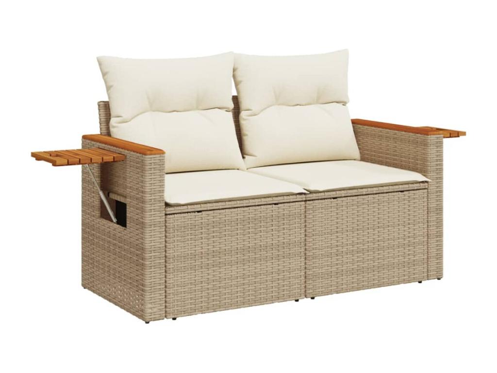 10-piece beige resin wicker garden furniture set with cushions LGUV57066