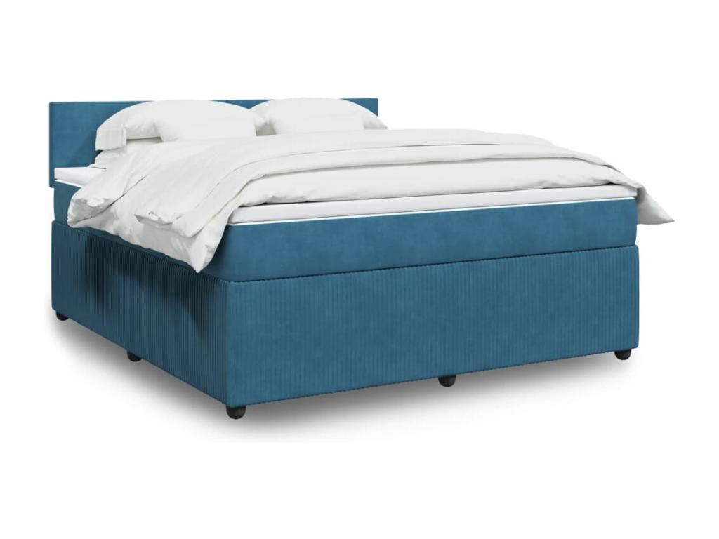 Meubiana bed base and blue 180x200 cm velvet mattress