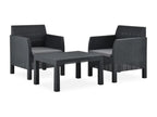 3-piece garden furniture set with PP cushions, rattan, anthracite QJKX33181