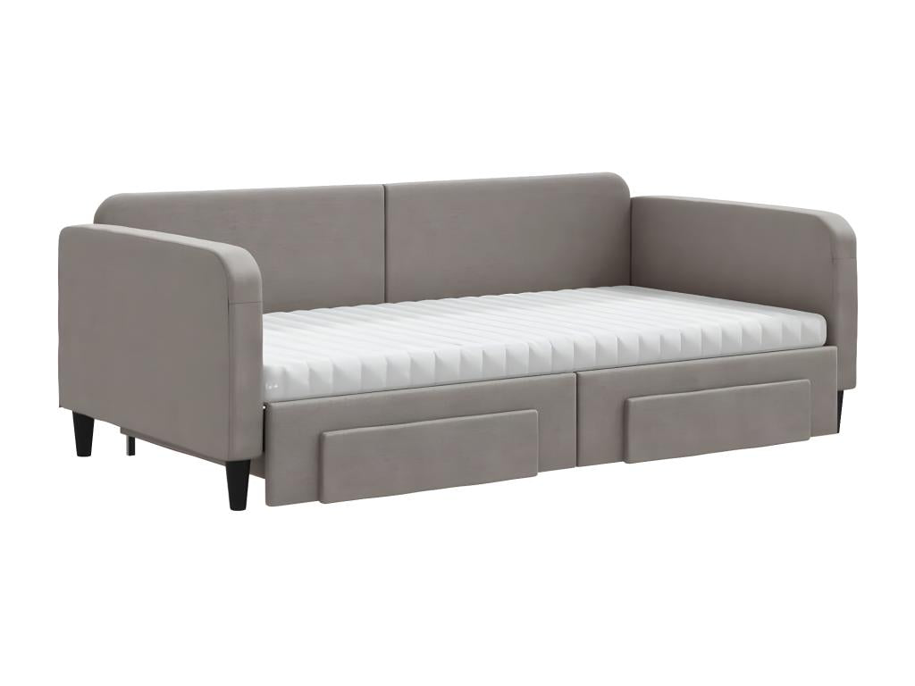 Meubiana 100x200 cm Daybed with Trundle and Drawers, Fabric