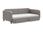 Meubiana 100x200 cm Daybed with Trundle and Drawers, Fabric