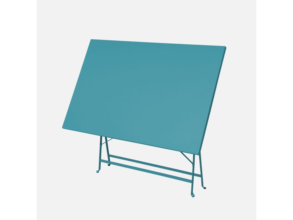 Rectangular folding bistro garden furniture set 110x70cm - with four folding chairs - powder-coated steel