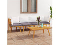 4-piece garden furniture set with cushions, solid wood, Laviecasa DLCP59753