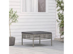 Garden stool with grey cushion, woven resin, JWED92579