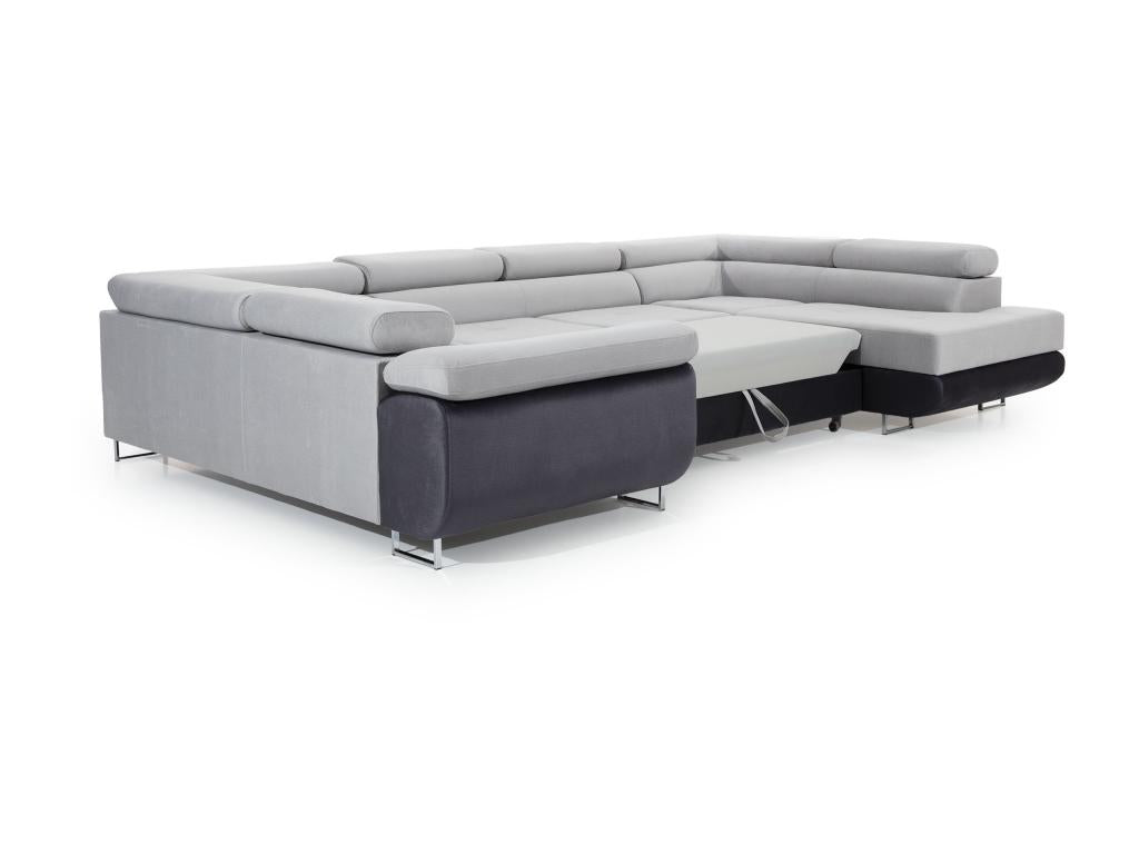 Laviecasa 340cm JIRP78619 Right-Hand U-Shaped Convertible Sofa in Dark Grey Fabric with Storage Compartment