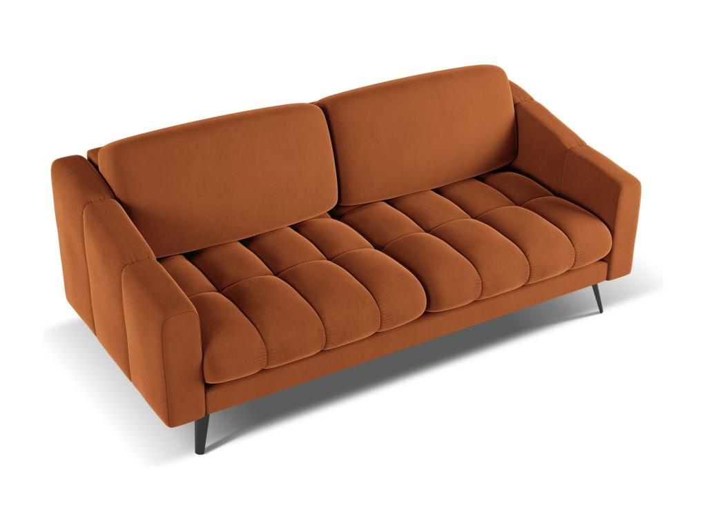 3-seater velvet sofa - terracotta - Meubiana