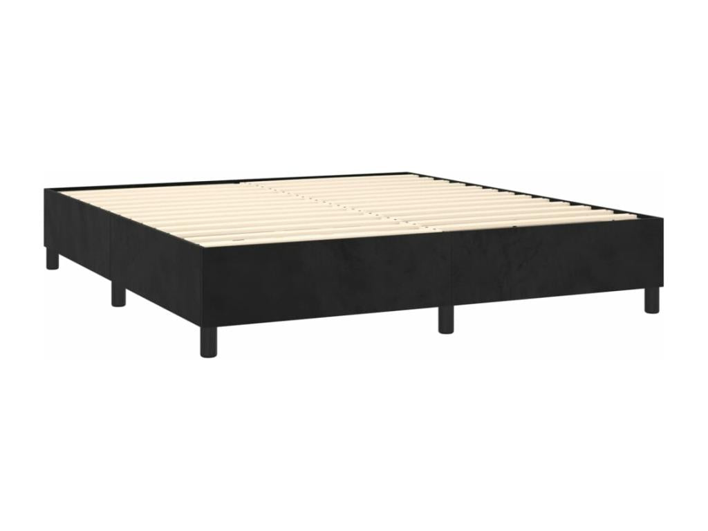 Upholstered bed base with mattress, black, 180x200 cm, velvet, NKIT21694