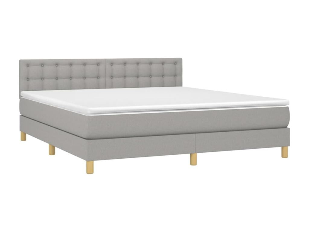 Upholstered bed base with mattress, light grey, 160x200cm, fabric ZYOZ15811