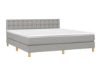 Upholstered bed base with mattress, light grey, 160x200cm, fabric ZYOZ15811
