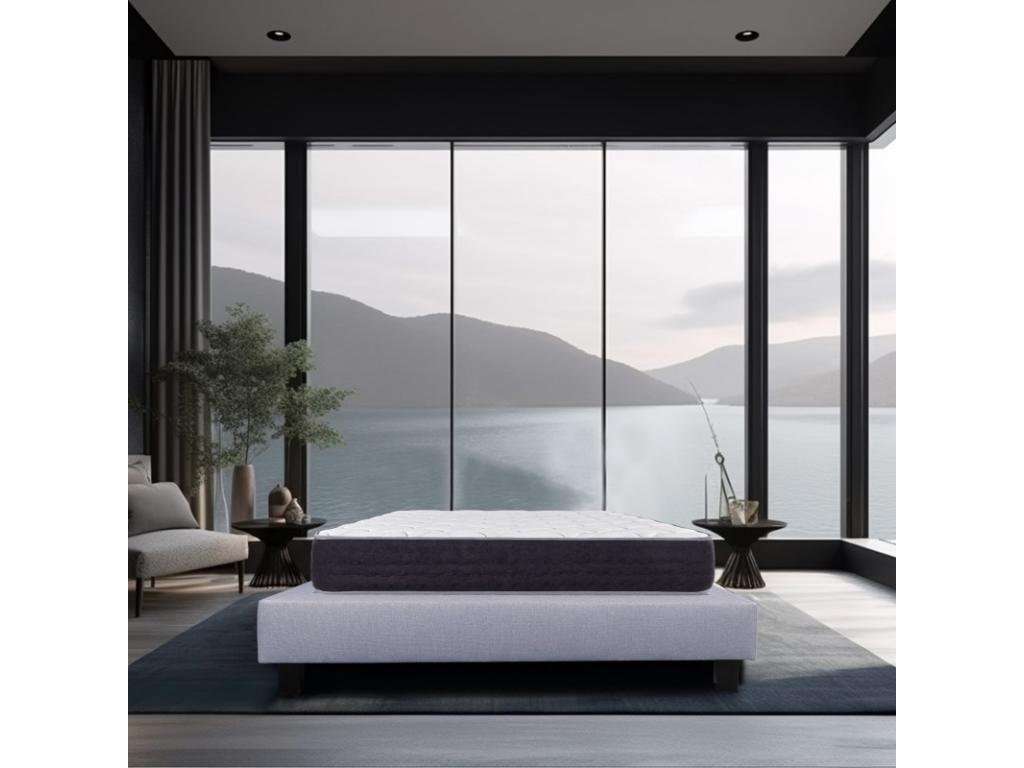 Serenite 27cm Firm Pocket Spring Mattress Set (Summer/Winter Sides) with 20cm Thick Grey Slatted Base (140x190cm)