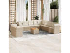 Garden furniture set with cushions, 12 pieces, beige woven resin