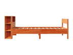 Bookshelf bed without mattress, brown wax finish, 90x200 cm, solid pine, OQML59972