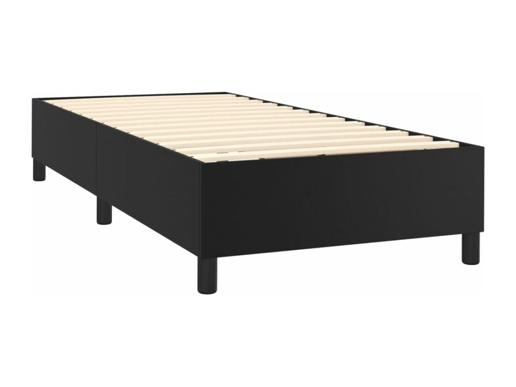 Upholstered bed base with mattress, black, 90x200 cm, faux leather
