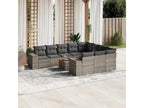 11-piece garden furniture set with grey resin wicker cushions