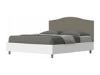 Meubiana 160x200 storage bed with white ash frame and cappuccino faux leather headboard