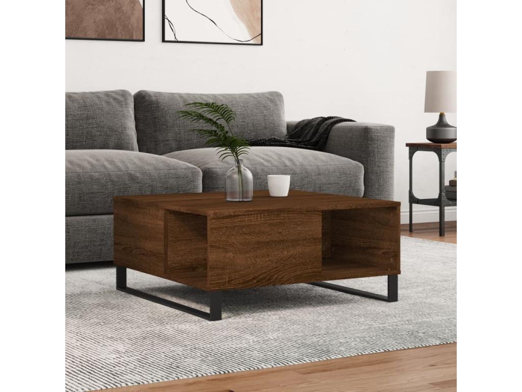 Coffee table, brown oak, 80x80x36.5 cm, engineered wood