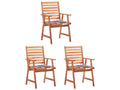 Laviecasa solid wood outdoor dining chairs, set of 3, with cushions, WBNU88159