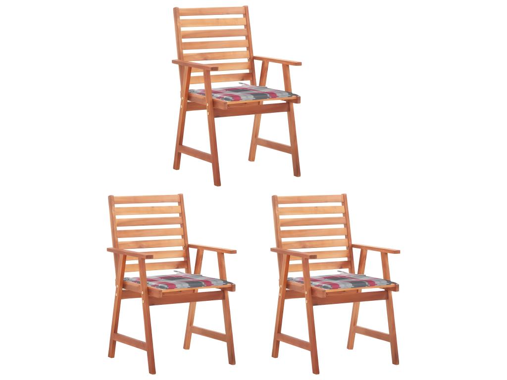 Laviecasa solid wood outdoor dining chairs, set of 3, with cushions, WBNU88159