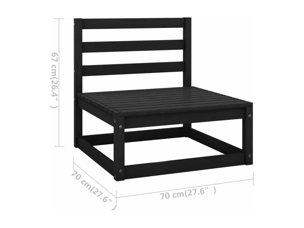 10-piece garden furniture set with cushions, black, solid pine wood