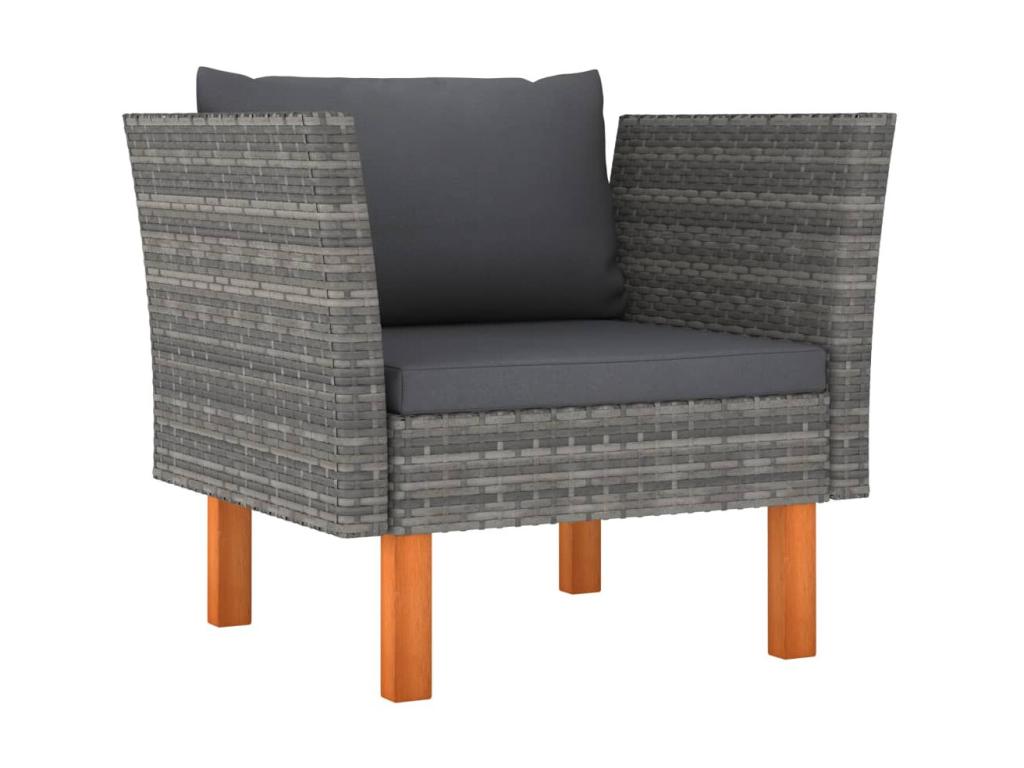 10-piece garden furniture set, woven resin and eucalyptus wood, grey, NQVS88556