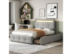 LED bed with headboard, storage and drawers - 90x200 cm - Grey - Laviecasa IQJJ11769