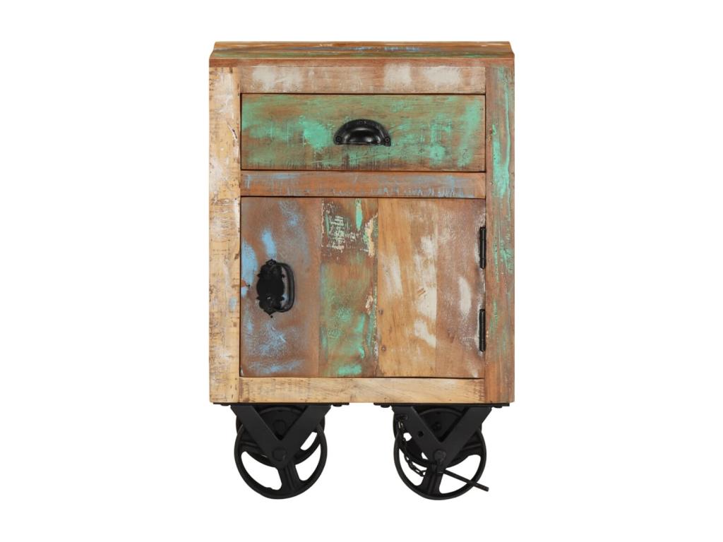 Laviecasa Premium - Bedside table with wheels 40x30x57 cm Reclaimed wood REQZ94045