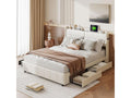 Double bed 140x200 with 4 drawers with USB charging, PU Beige RHUV01248