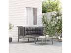 Garden corner sofas and cushions, 2 pieces, grey woven resin