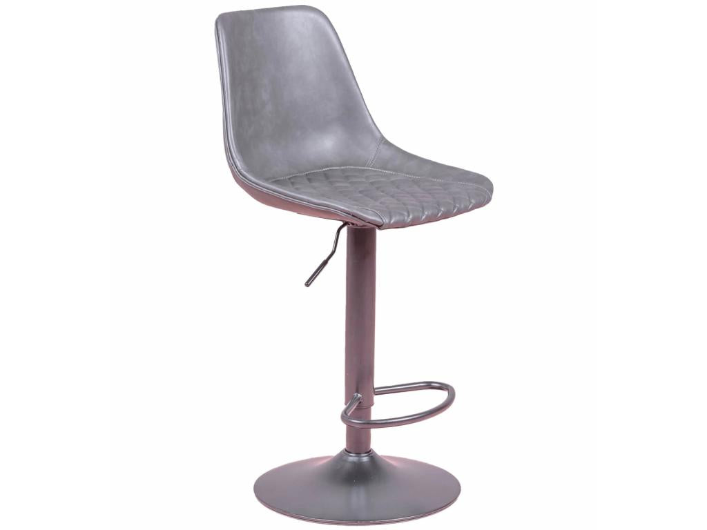 Adjustable stool with faux leather upholstered backrest - Meubiana - Grey