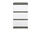 Meubiana Chest of Drawers, Multipurpose Chest of Drawers, Bedroom Chest of Drawers, Furniture with Drawers, 50x40 h70 cm, Cement and White