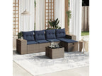 6-piece garden furniture set with grey resin wicker cushions YCFD86615
