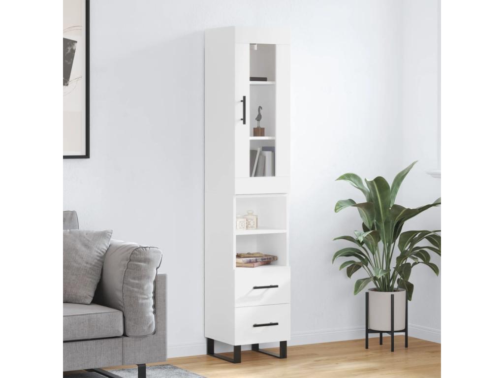 White Highboard 34.5x34x180 cm Engineered Wood LDHW14633