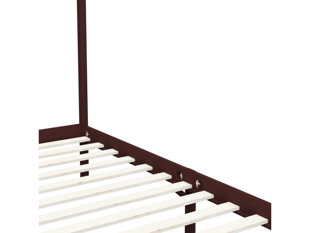 Dark Brown Canopy Bed Frame Solid Pine 90x200 cm MCZV15258