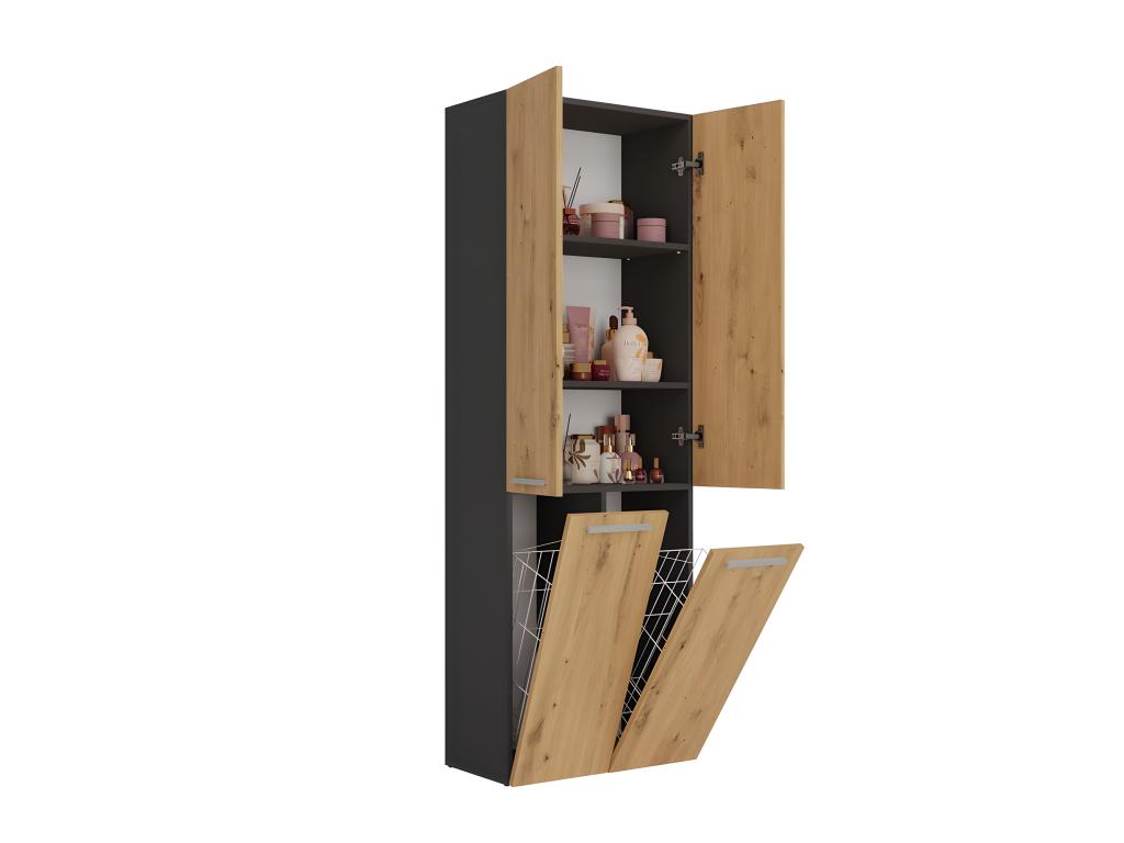 Meubiana - Bathroom cabinet with 2 row baskets - Bathroom storage - 174x60x30 - Tall cabinet