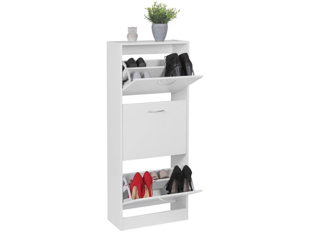 Wooden Shoe Rack 50x125x24cm White Shoe Cabinet for 18 Pairs CCXF16669