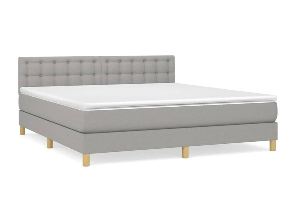 Upholstered bed base with mattress, light grey, 160x200cm, fabric ZYOZ15811
