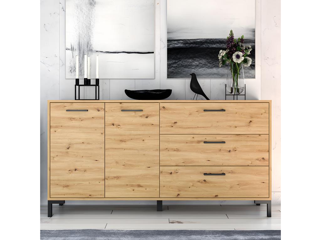 Meubiana Wooden Buffet with 2 Doors and 3 Drawers, 160 cm