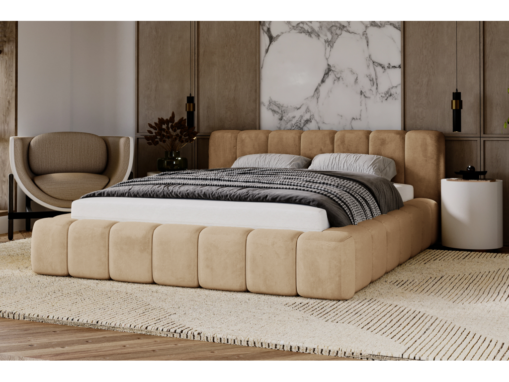 Laviecasa Upholstered Bed 180x200 Laviecasa - Adult Bed, Tufted Bed, Double Bed with Storage - Dark Beige Amor Velvet 4302 JMYZ85506