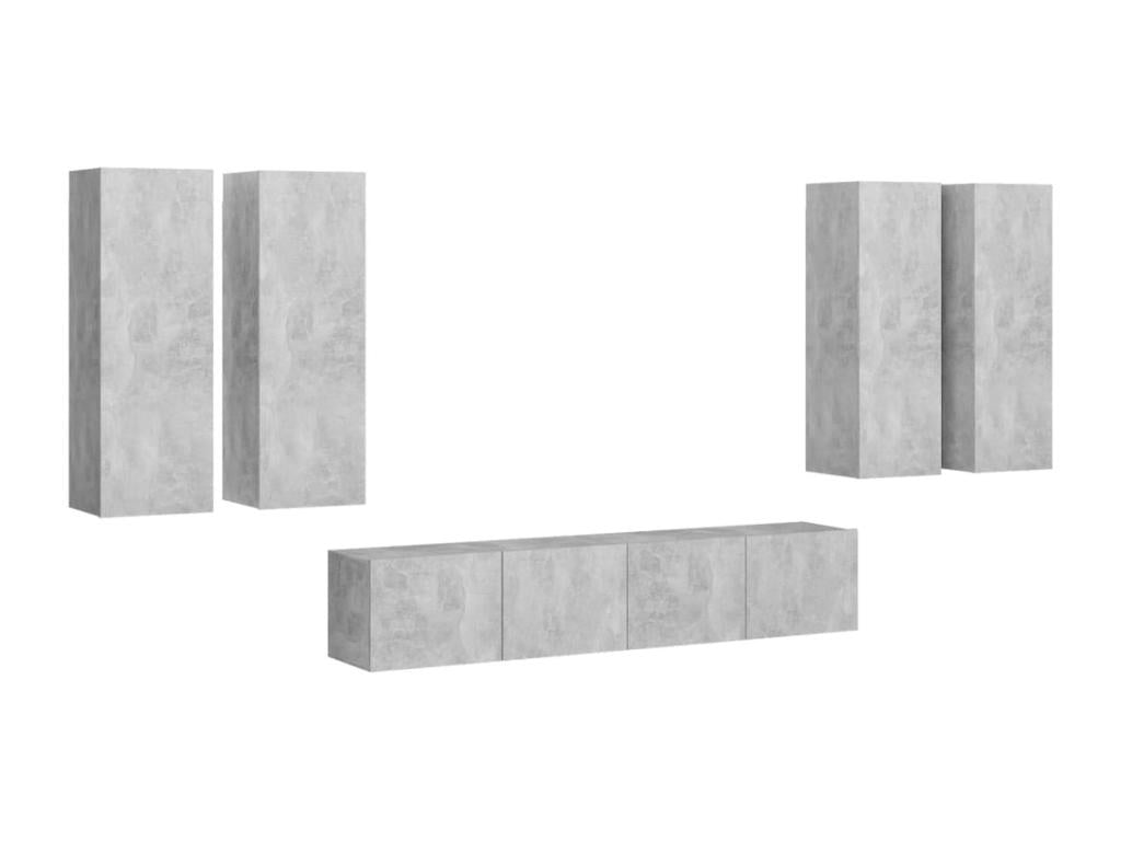 6-Piece TV Unit Set, Concrete Grey, Chipboard IMSM76237