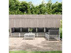 8-piece garden furniture set with cushions, white steel HVXS69662