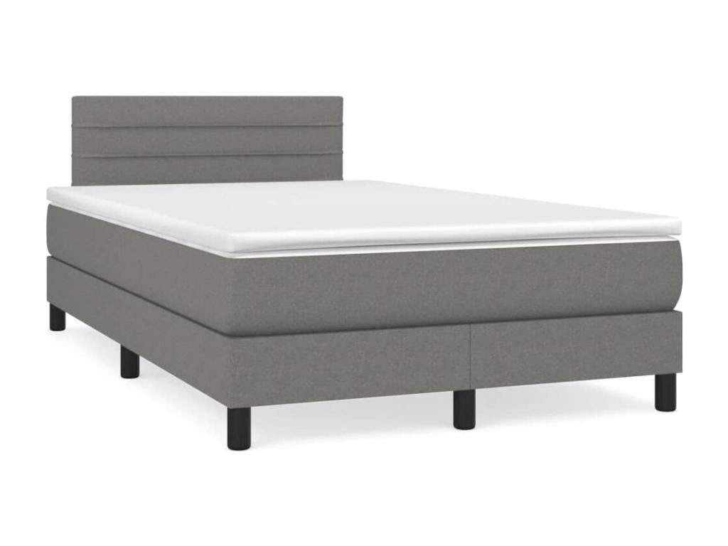 Upholstered bed base with mattress, dark grey, 120x200cm, fabric