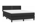 Upholstered bed base with mattress, black, 140x190 cm, faux leather