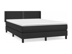 Upholstered bed base with mattress, black, 140x190 cm, faux leather