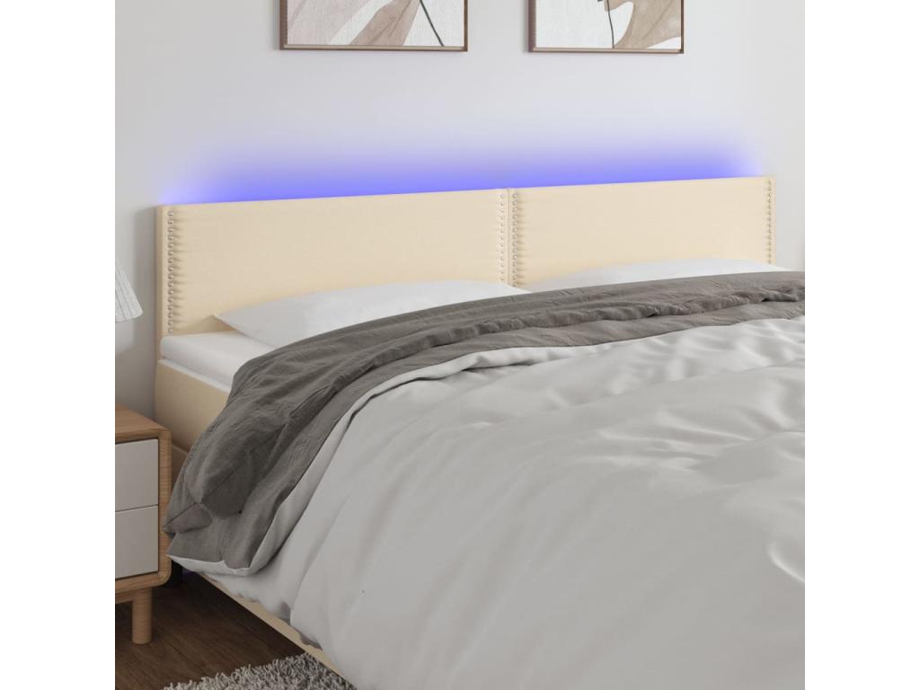 Cream LED Headboard 200x5x78/88 cm Fabric FZMW17193